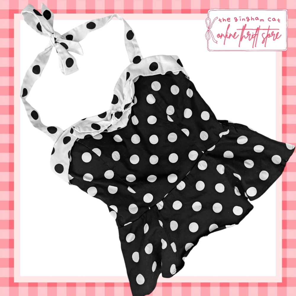 euc || pin-up retro polka dot halter top (medium)